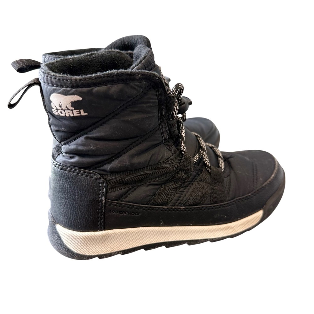 Sorel Whitney II Puffy Mid Kids Size 1 Black Waterproof Insulated Snow Boots